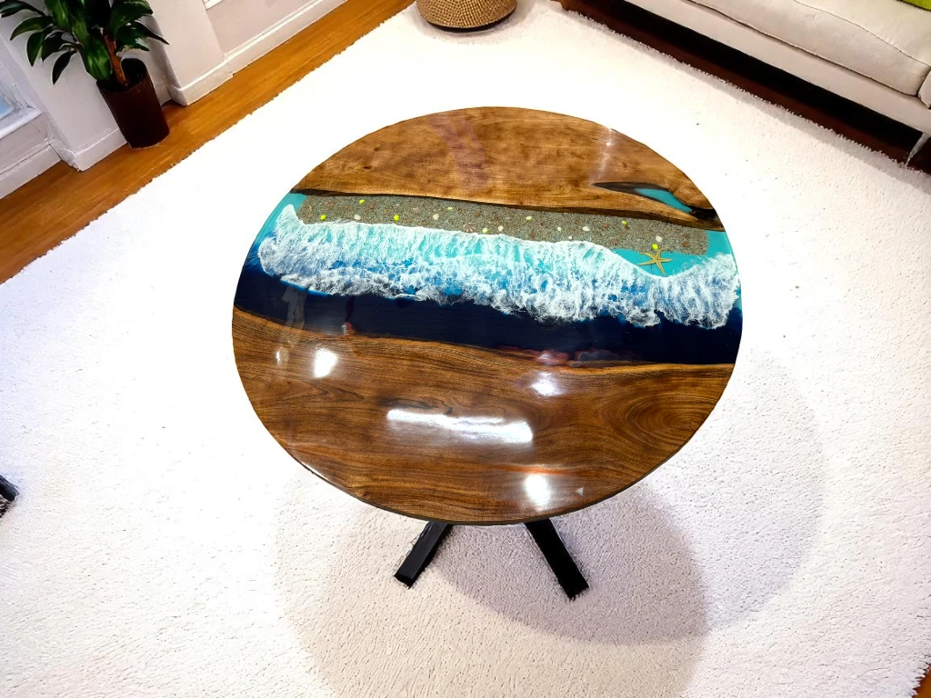 Ocean Epoxy Round Side Table Price in India